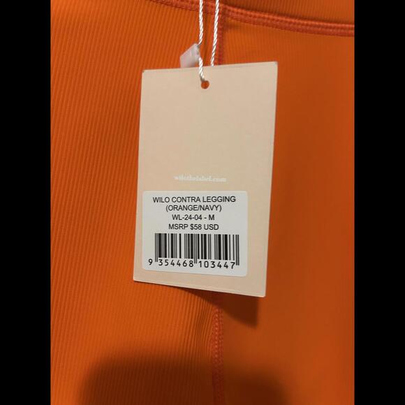 NWT- Wilo Contra Leggings - Bright Orange with Navy Accent - Picture 3 of 4